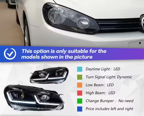Оптика передня, світлодіодні фари на Volkswagen Golf 6