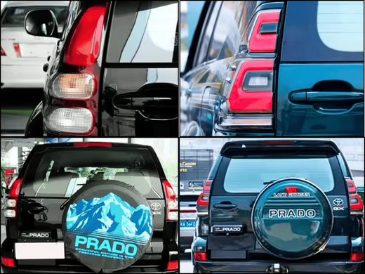 Оптика задняя, LED фонари Toyota Prado 120 в стиле 2018+ красные