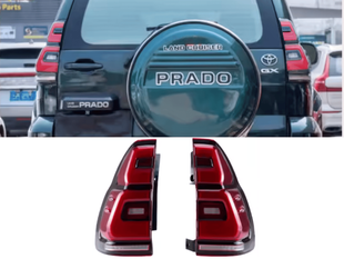 Оптика задняя, LED фонари Toyota Land Cruiser Prado 120 красные в стиле 2018+