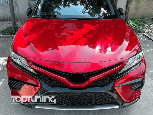 Накладки (сплиттеры) переднего бампера Toyota Camry (2018-2020) черный глянец