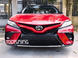 Накладки (сплиттеры) переднего бампера Toyota Camry (2018-2020) черный глянец