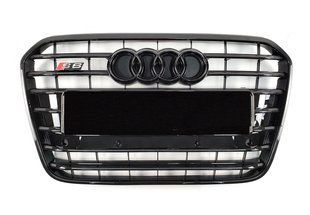 Решітка радіатора Audi A6 С7 стиль S6, чорна глянсова (11-14 р.в.)