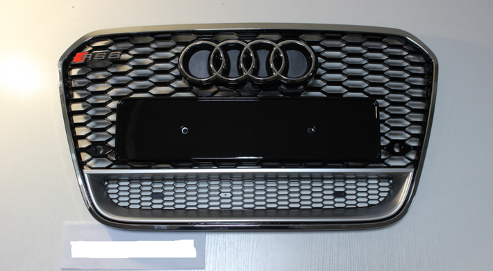 Решітка радіатора Ауді A6 C7 стиль RS6, чорна + хром рамка (11-14 р.в.)