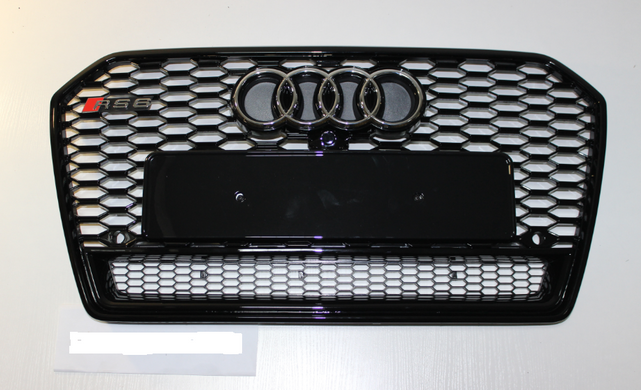 Решітка радіатора Ауді A6 C7 стиль RS6, чорна глянец (2014-...)