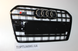 Решетка радиатора Ауди A6 C7 стиль S6, черная глянец (2014-...)