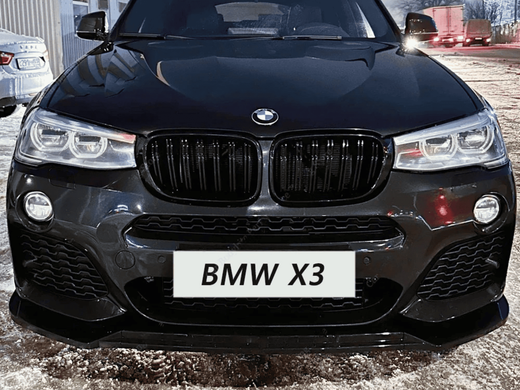 Накладка переднего бампера BMW X3 F25 X4 F26 M Sport черный глянец