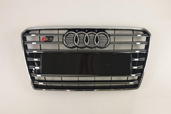 Решітка радіатора Ауді A7 G4 стиль S7, хром рамка + хром вставки (10-14 р.в.)