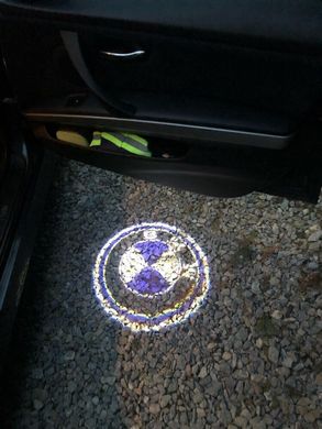 Подсветка дверей с логотипом авто БМВ (синяя)