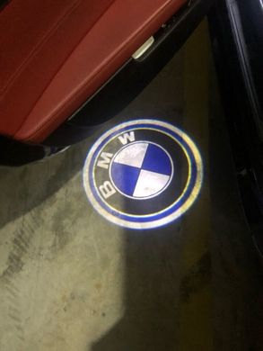 Підсвічування дверей з логотипом авто БМВ (синя)