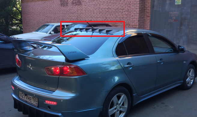 Спойлер козирок на дах Mitsubishi Lancer X чорний глянець (ABS-пластик)