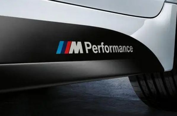 Наклейки на пороги BMW F10 F11 F01 F02 G30 Performance черный глянец