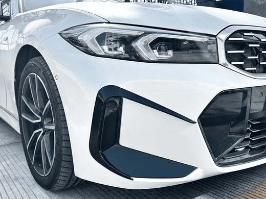 Накладки на противотуманки (клыки верхние) BMW 3 серии G20 G21 LCI M Sport 2023+ черный глянец, Черный глянец