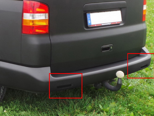 Светодиодные отражатели в задний бампер VW T5 дорестайл, дымчатые