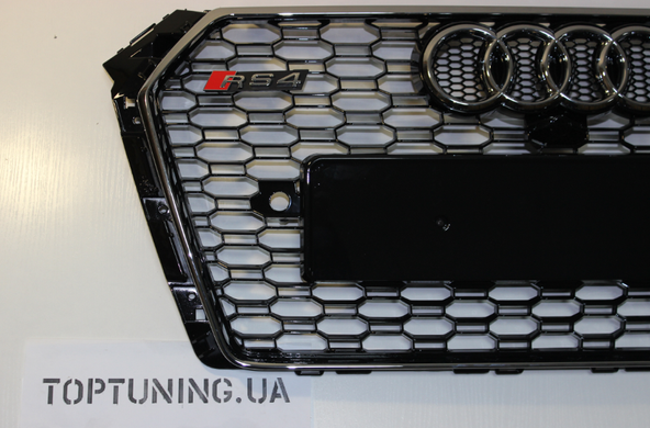 Решітка радіатора Ауді A4 B9 в RS4 стилі, чорна + хром рамка
