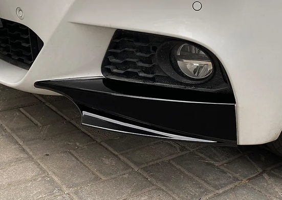 Накладки переднего бампера, клыки BMW 3 серии GT F34 ABS-пластик черный глянец