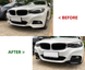 Накладки переднего бампера, клыки BMW 3 серии GT F34 ABS-пластик черный глянец