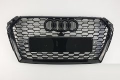 Решетка радиатора Ауди A4 B9 в RS4 стиле, черная глянцевая