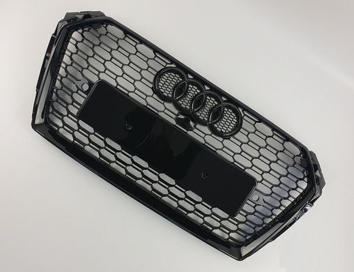 Решетка радиатора Ауди A4 B9 в RS4 стиле, черная глянцевая