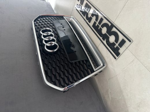 Решетка радиатора Ауди A6 C7 стиль RS6, Хром (14-18 г.в.)