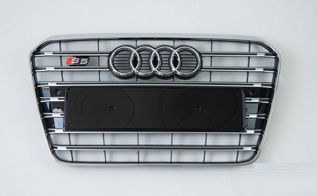 Решітка радіатора Ауді A5 в S5 стилі, чорна + хром (12-16 р.в.)