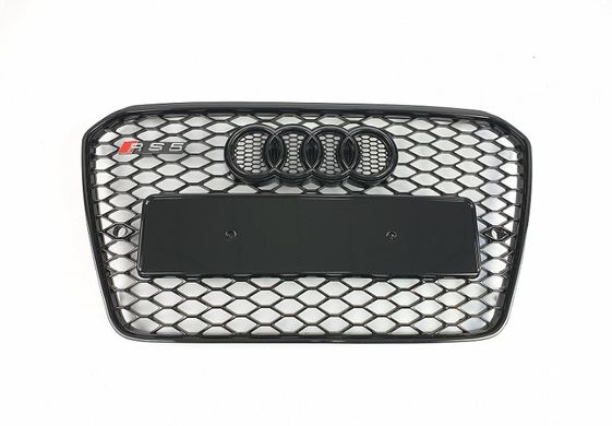 Решетка радиатора Ауди A5 в RS5 стиле, черная глянцевая (12-16 г.в.)