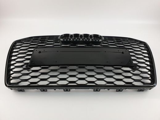 Решетка радиатора Ауди A6 C7 стиль RS6 черный глянец (14-18 г.в.)